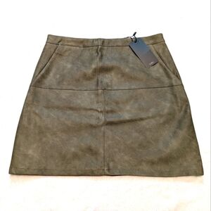 Shinestar Olive Green Leather Mini Skirt Size Large
